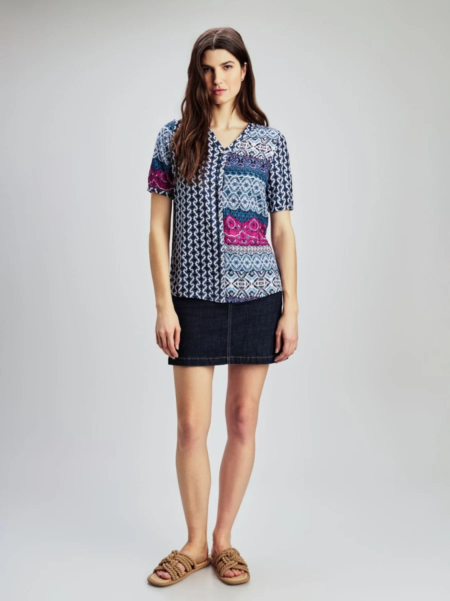 San Francisco Blouses | 3/4-Sleeve Loose Blouse With Buttons