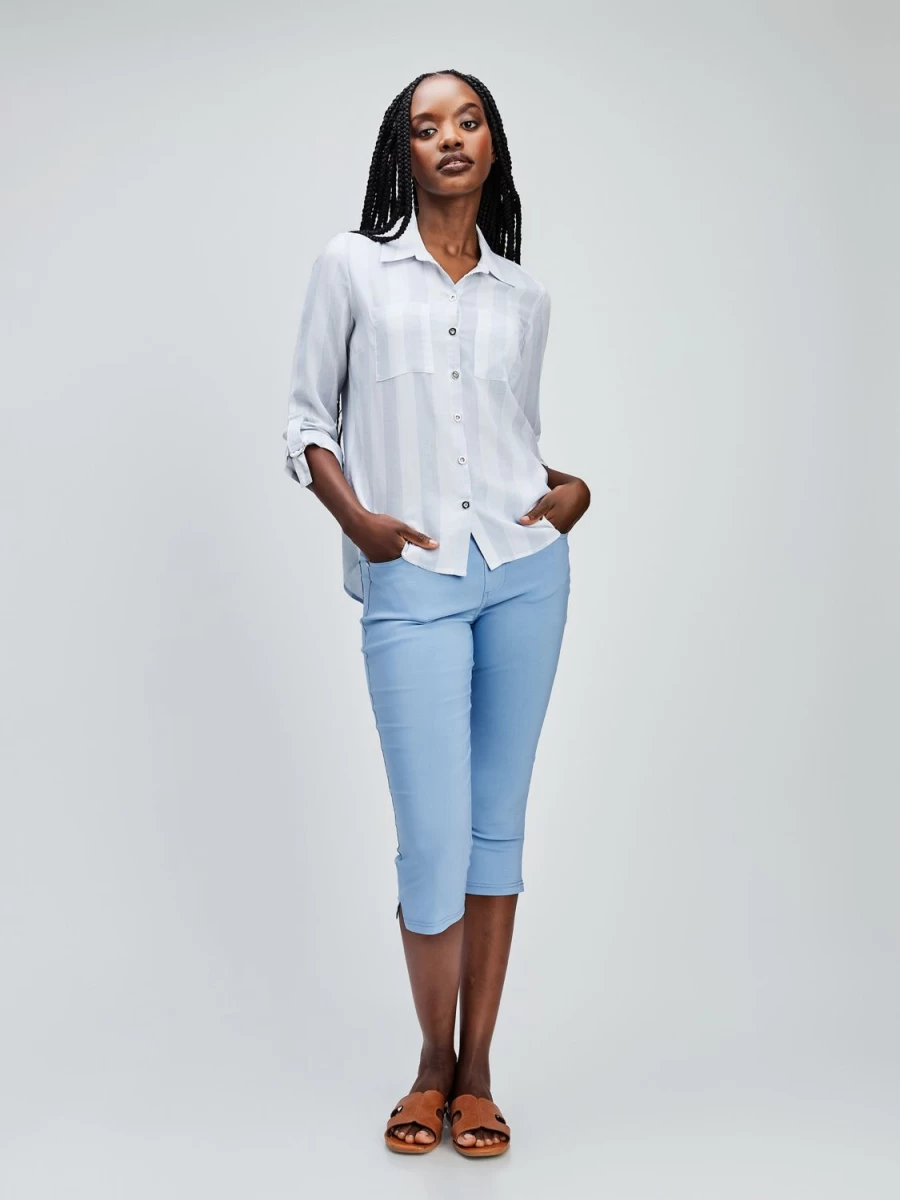 San Francisco Blouses | 3/4-Sleeve Semi-Fitted Tunic With Buttons