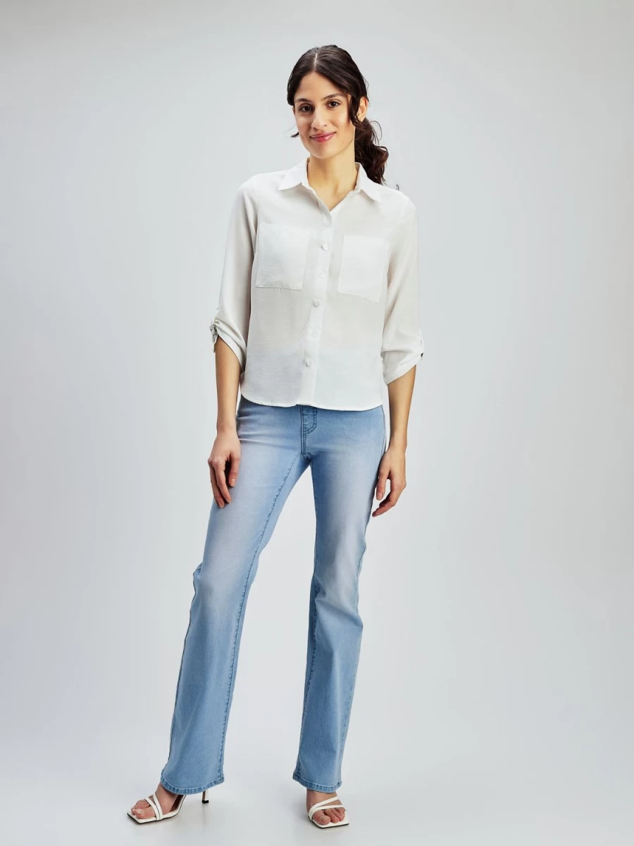 San Francisco Blouses | 3/4-Sleeve Semi-Fitted Tunic With Buttons